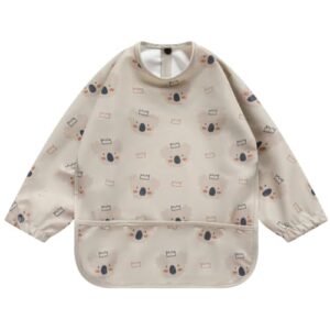 orinori Baby Weaning Bib With Sleeves Feeding Bibs - Waterproof Bibs Coverall bibs for baby toddler from 6-36 Months soft With Large Pocket Easy to Clea