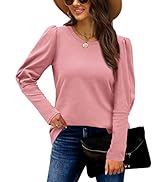 Aokosor Womens Long Sleeve Tops Button Jumpers Loose Casual Sweatshirt Curved Hem