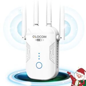 QLOCOM 2023 Newest WiFi Booster Range Extender 1200Mbps WiFi Extender Booster Dual Band 5GHz & 2.4GHz Wireless Internet Booster/Hotspot with Wider Coverage