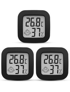 3 Packs Room Thermometer Small Digital Hygrometer Indoor LCD Temperature and Humidity Meter Monitor for Home