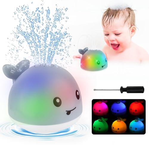 Baby Bath Toys 1 Year Old - Light Up Water Whale Bath Toy For Toddlers Kids Age 2-4 Bathtub Time Swiming Pool Tub Shower Toys For Infants 6-12 Months Birthday Gift For 1 2 3 4 5 Year Old Boys Girlds