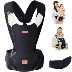 Bebamour Baby Carrier Newborn to Toddler X Series Baby Carrier Hipseat with 2PCS Teething Pads