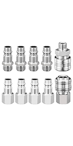 10 Pcs Air Line Hose Euro Connectors, Airline Hose Compressor Fittings