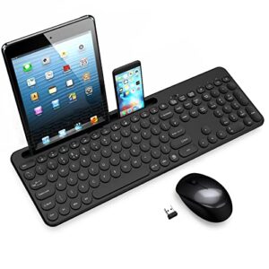 LeadsaiL Wireless Keyboard and Mouse Set with Phone and Tablet Holder