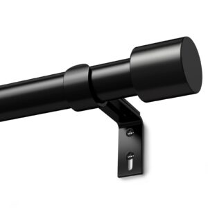 Black Curtain Poles for Eyelet Curtains Metal Extendable Curtain Rod Adjustable Voile Curtain Poles for Windows Door (Black