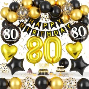Black and Gold 80th Birthday Decorations