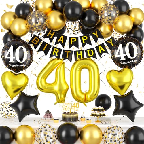 Black and Gold 40th Birthday Decorations