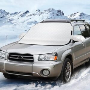 Kiaitre Car Windscreen Covers Frost - Windshield Covers with 9 Built-in Magnets & Side Wing Mirror Cover