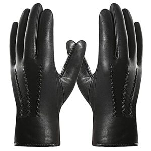 Harssidanzar Mens Italian Sheepskin Leather Gloves Cashmere Lined