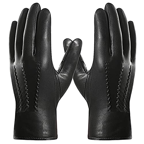 Harssidanzar Mens Italian Sheepskin Leather Gloves Cashmere Lined