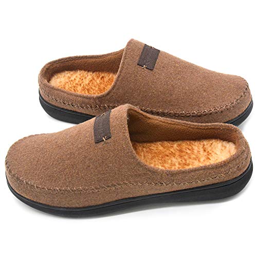 Zigzagger Men's Fuzzy Warm Memory Foam Moccasin House Slippers Indoor Outdoo