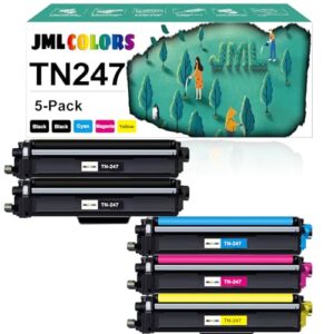 JMLCOLORS TN247 TN-247 Toner Compatible for Brother TN243CMYK TN-243CMYK Toner Value Pack for DCP-L3550CDW DCP-L3510CDW HL-L3210CW HL-L3230CDW HL-L3270CDW MFC-L3710CW MFC-L3750CDW MFC-L3770CDW(5-Pack)