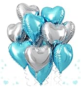 Blue Heart Foil Balloons,18 Inch Royal Blue Heart Shape Mylar Balloons Dark Blue Light Blue Heart...