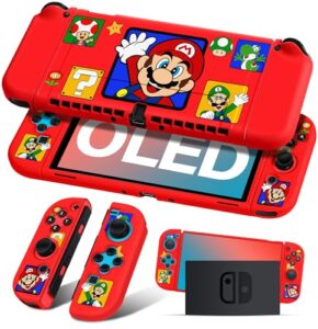 Koecya for Nintendo Switch OLED Case Cute Cartoon Anime Design Cases Kawaii Fun Funny Fashion Hard Slim Protective Shell Cover Dockable Joycon for Kids Boys Teens Girls for Switch 2021 Red