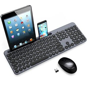 LeadsaiL Wireless Keyboard and Mouse Set with Phone and Tablet Holder