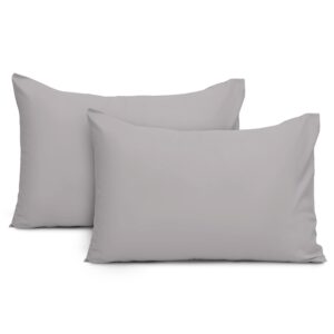 Imperial Rooms Pillow Cases 2 Pack Brushed Microfibre Pillow Covers (Grey