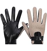 Harssidanzar Mens Touchscreen Crochet Stringback Driving Gloves GM030