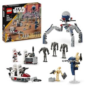 LEGO Star Wars Clone Trooper & Battle Droid Battle Pack Building Toys for Kids with Speeder Bike Vehicle