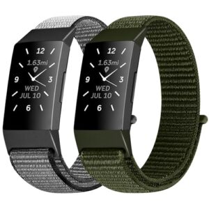 FAKBKE Nylon Straps Compatible with Fitbit Charge 4 Strap/Fitbit Charge 3 Bands Women Men