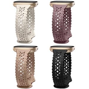 Charlam 4 Pack Lace Silicone Straps Compatible with Fitbit Versa 3/ Versa 4 Straps/Fitbit Sense/Sense 2 Strap