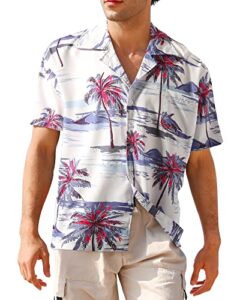 APTRO Men's Hawaiian Shirt Short Sleeved Shirt Floral Beach Aloha Funky Party Shi