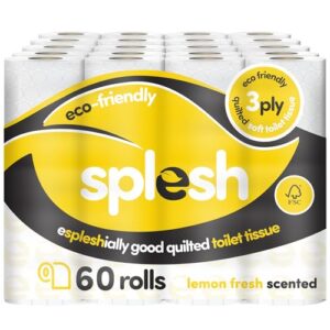 Splesh by Cusheen 3-ply Toilet Roll - Lemon Fragrance (60 Pack) Soft