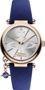 Vivienne Westwood Women's Orb Pop Quartz Analogue Display Watch with Silver Dial and Blue Leather Strap VV006RSBL