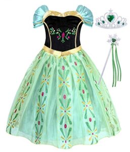Berich Anna Dress up Girls Princess Anna Costume Kids Halloween Cosplay Outfit Anna Fancy Dress