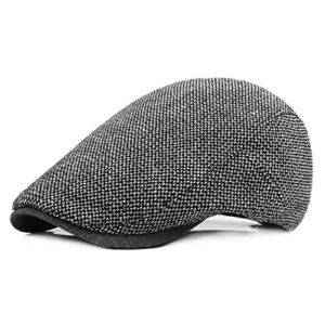 heekpek Berets Flat Cap Hat Duckbill Hat Driving Cap Newsboy Cap Unisex Adjustable Cotton Woolen Cap for Men Women Summer Winter Outdoor British Style Golf Cap