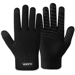4UMOR Winter Warm Knit Gloves Touchscreen Super Soft Thick Fleece Gloves Outdoor Windproof Driving Gloves for Men and Wome