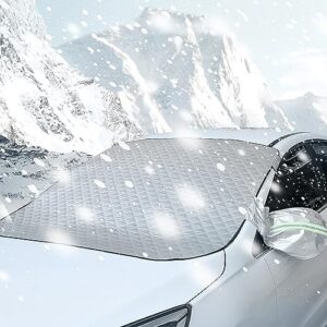 NetHong Car Windscreen Frost Cover Snow Magnetic Cover Windshield Sun Protector Waterproof Dust Cover and Ice Protector in All Weather Car Cover with Two Mirror Covers