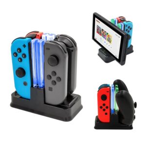 Charging Dock for Joy Con Charger for Nintendo Switch with LED Light Bar