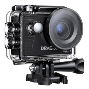 Dragon Touch Vision 3 Action Camera - 4K30FPS 20MP Waterproof Underwater Camera 170° Wide Angle WiFi Sports Cam with 2 Batteries