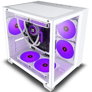 KEDIERS PC CASE- Mini Mid-Tower Computer Gaming Case Tempered Glass Gaming Computer Case with 7 ARGB Fans