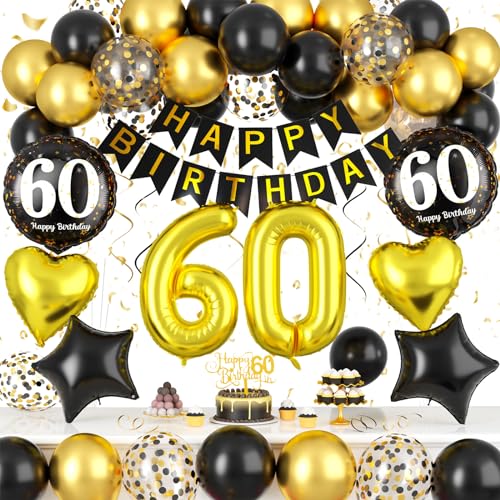 Black And Gold 60th Birthday Decorations, 60th Birthday - Keystone 4