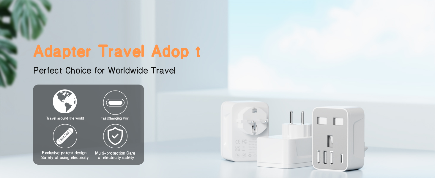 UK to European Schuko Travel Plug Adapter