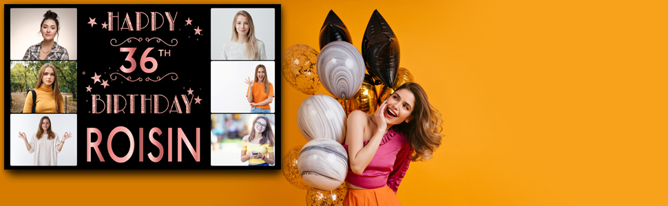 3x5 birthday banner rose gold