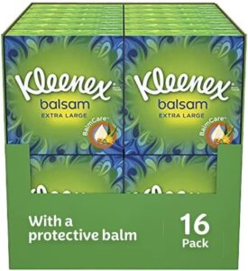 Kleenex Balsam Extra Large Tissues in 16 Compact Boxes- Balm Tissues - Protect and Soothe Your Nose When You've Got a Cold - BalmCare with Aloe Vera