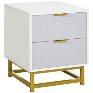 HOMCOM Bedside Table with 2 Drawers