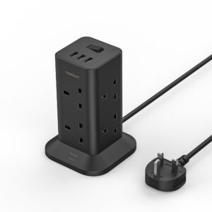 Tower Black Extension Lead with 3 USB Slots