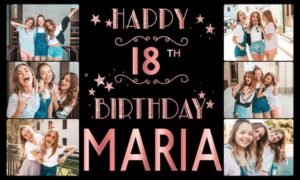 Personalised Happy Birthday Photos Banner Custom Photo Silver Gold Rose Gold Name Age Poster Kids Party Banner Gift Decoration-18th 20th 30th 40th 50th 60th 70th