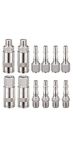 10 Pcs Air Line Hose Euro Connectors, Airline Hose Compressor Fittings