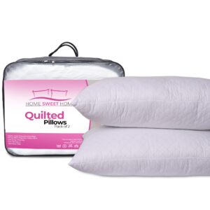 Home Sweet Home UK Luxury Diamond Pattern Quilted Pillows 2 Pack For Comfort Sleep & Support - Hypoallergenic & Machine Washable Quilted Pillows Pack Of 2 – Durable & Stylish