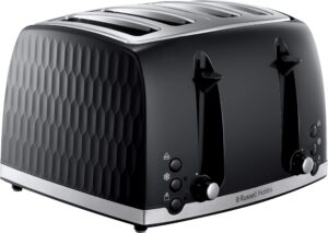 Russell Hobbs 26071 4 Slice Toaster - Contemporary Honeycomb Design with Extra Wide Slots and High Lift Feature