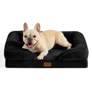 Bedsure Medium Dog Sofa Bed - Washable Orthopedic Dog Beds and Couch with Removable Flannel Zipper Cover