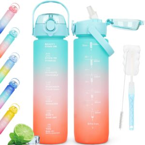 AOPREL 1L Water Bottles BPA Free Sports Drinking Bottle with Straw