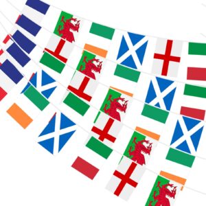 AhfuLife Six Countries Nations Flags Bunting for Rugby Party Decoration