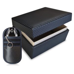 Faraday Box for Car Keys & Faraday Pouch for Car Keys | Keyless Car Key Signal Blocker Box | RFID Key Box and Faraday Pouch for Car Keys | Anti-Theft Signal Blocking Cages