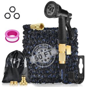 Expandable Garden Hose Pipe 100ft with Solid Brass Fittings & Spray Nozzle
