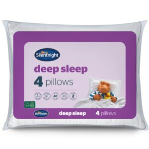 Silentnight Deep Sleep Pillow Pack of 4 - Soft Hotel Bed Pillows 4 Pack - Machine Washable Hollowfibre Sleep Easy Pillows